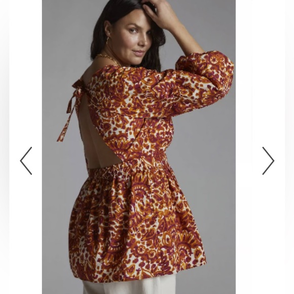 Anthropologie Love the Label floral tie open back shirt top size medium women’s - Picture 2 of 14